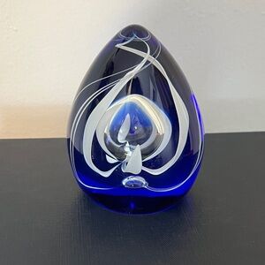 Caithness Scotland Moonrise #721 Blue White Limited Edition Teardrop Paperweight